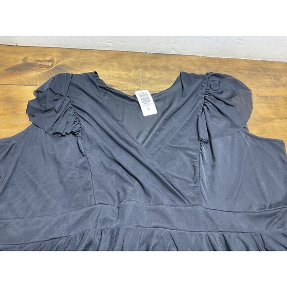 Torrid Black Mesh Surplice Flutter Sleeve Babydoll Top Plus Size 5X - Picture 3 of 9